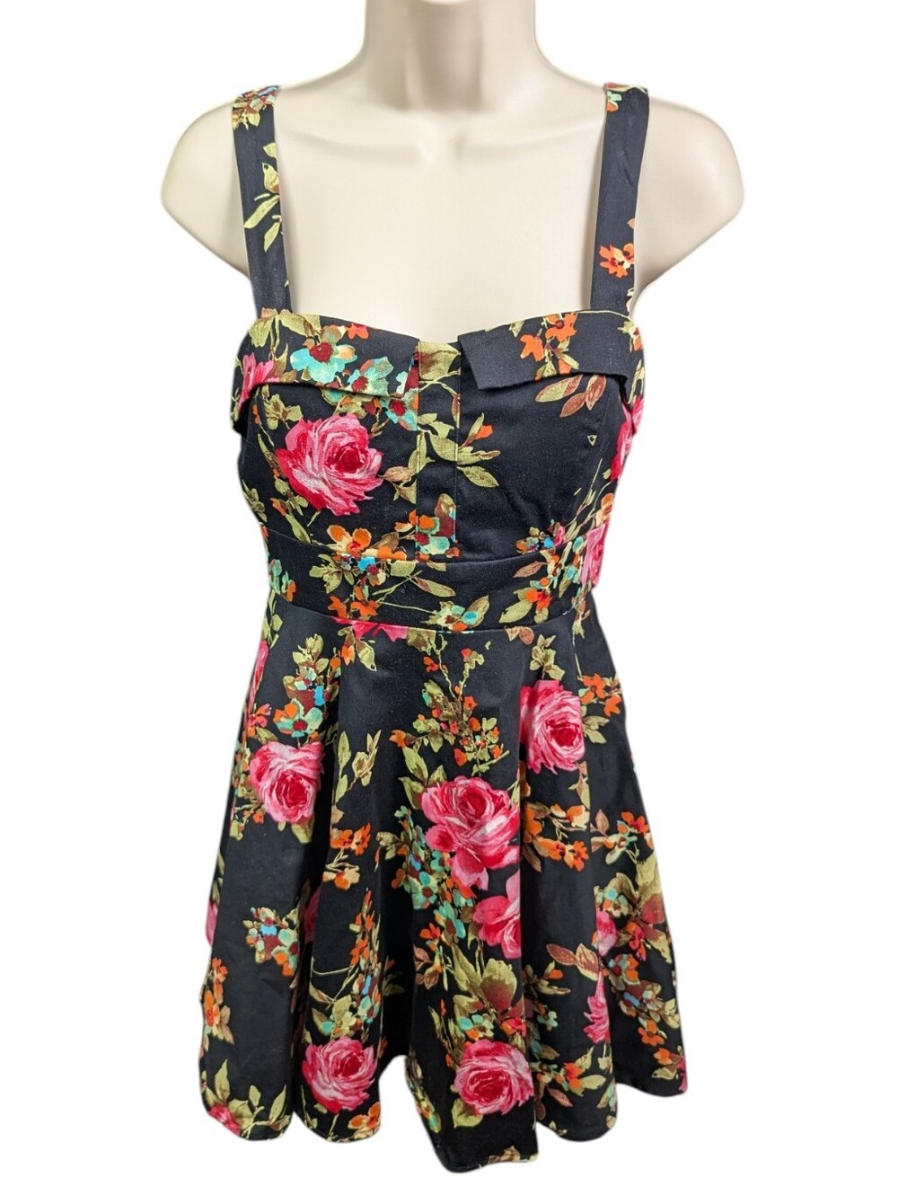 Ixia Floral Fit-and-Flare Dress Sz M